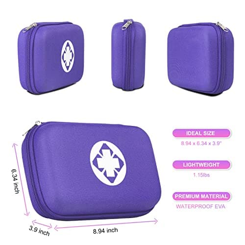 276PCS Compact Small First Aid Kits for Home Businesses Urgent Essential Mini First Aid Kit Travel Size Car Emergency Supplies Kit for Hiking Boating Skating, Purple AMORNING — view 3