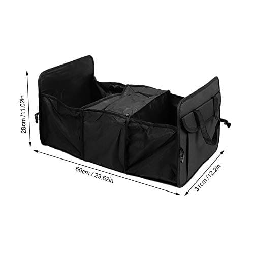 URSXODAWQ Multifunction Folding Car Insulated Cooler Storage Bag, Trunk Organizer with Aluminum Foil Lining, Collapsible Beverage and Travel Essentials Container for SUV Sedan (Black) — view 2