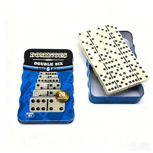 Happium Classic Double 6 Dominoes Tin Set 28 Pieces - Retro Dominoes Game for Children & Adults, Dementia Activities, Pub Game, Kids Age 6 and Above, Travel Size Design — view 2