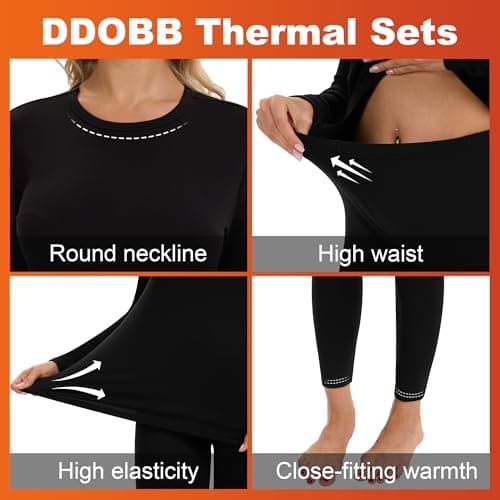 DDOBB Womens Thermal Underwear Sets Black,XL — view 3