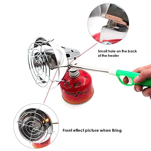 Portable Camping Gas Heater, Mini Tent Heater, Stainless Steel Camping Tent Warm Cover Backpacking Camping Warmer with Adjustable Stand and Storage Bag for Outdoor Winter Warmth Tent Picnic Hiking BBQ — view 3