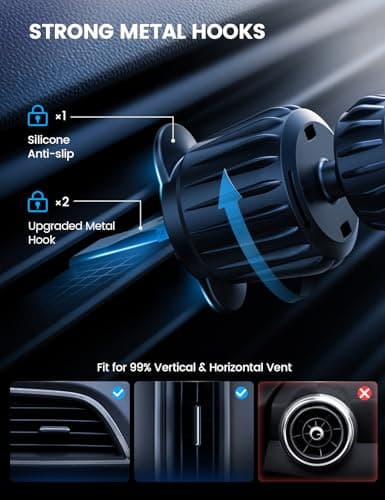 Lamicall for Magsafe Car Mount Charger - [15W Top Charging] Magnetic Wireless Car Charger with 20x N52 Magnets, Hands Free Air Vent Phone Holder Cradle for iPhone 17 16 15 14 13 12 Series - Black — view 5