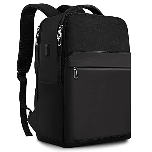 SONAMBULO Laptop Backpack for Men, 15.6 Inch Waterproof Rucksack with USB Charging Port, Durable Business Computer Bag for Work, Travel, College and School - Black