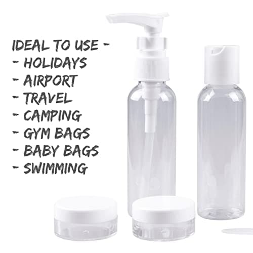 Netagon 9 Piece Travel Bottle Set Leak Proof Clear Toiletries Containers with Clear Airport Bag Case, Perfect for Travel Holidays Swimming Camping Trips (2 Packs -18 Pce) — view 3