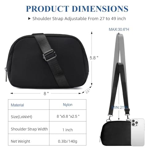 MAXTOP Black Small Crossbody Bags for Women with Detachable Strap Cross Body Bag Sling Cell Phone Purse for Travel Essentials — view 4