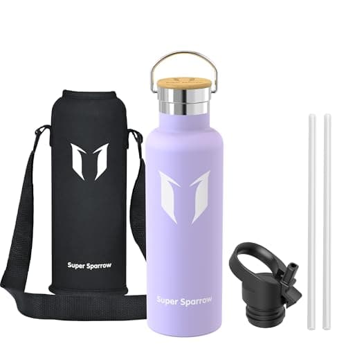 Super Sparrow Stainless Steel Water Bottle - 750ml - Vacuum Insulated Metal Water Bottle - Standard Mouth Flask - BPA Free - Straw Water Bottle for Gym, Travel, Sports — view 2