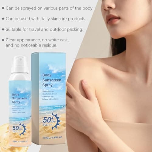 Reef Safe Sunscreen Spray,SPF 50+ Water Resistant Mineral Sunscreen Spray for Face Body, Lightweight Broad Spectrum UVA/UVB Protection, No White Cast — view 4