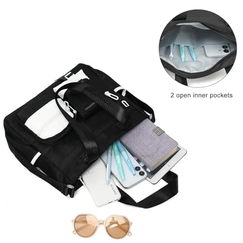 Phaoullzon Crossbody Cute Bag for Teens Kawaii Messenger Purse Nylon Shoulder Tote Bags, Black1, M, Medium — view 4