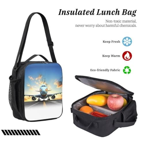 QMKFWT backpack airplane Backpack Set 3 PCS - 17 Inch Laptop Backpack with Lunch Bag, Waterproof Daypack Insulated Lunch Box Large Capacity Coin Pouch Personalized Gift — view 5