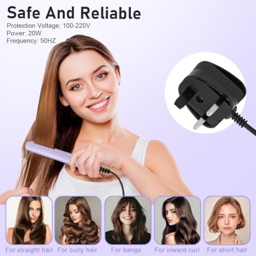 LOPHE Mini Ceramic Plate Hair Straightener, 10s Fast Heating Flat Irons Curling Iron Hair Portable Travel Curling Wand Upgraded Dual-use Hair Curler for Short and All-Hair Types (Purple) — view 6