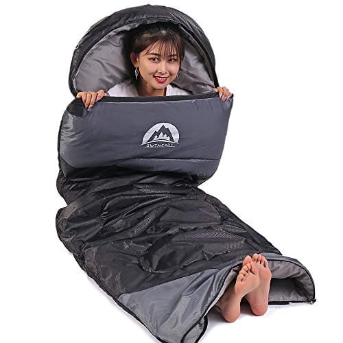 Sleeping Bag 3 Seasons (Summer, Spring, Fall) Warm & Cool Weather - Lightweight,Waterproof Indoor & Outdoor Use for Kids, Teens & Adults for Camping Hiking, Backpacking and Survival (Black Grey) — view 4