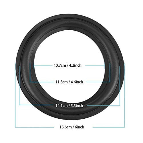 Perforated Rubber Speaker Foam Edge, 2pcs 6 inch/156mm Surround Rings Replacement Parts for Speaker Repair or DIY (Black) — view 3