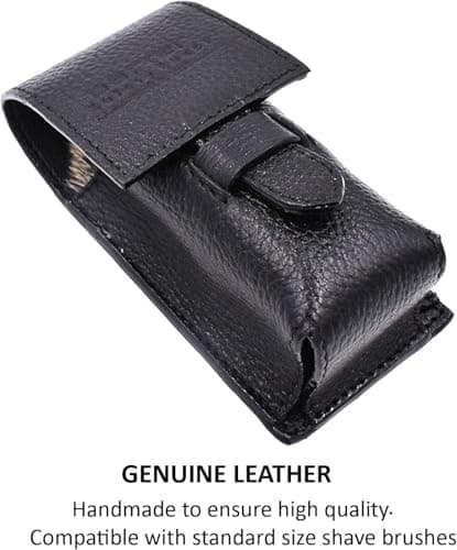 Parker Safety Razor Genuine Leather Travel Shave Brush Case (Black) — view 6