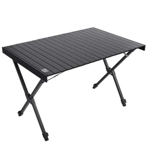 TIMBER RIDGE Folding Camping Table Roll up Height Adjustable 108x71cm Black