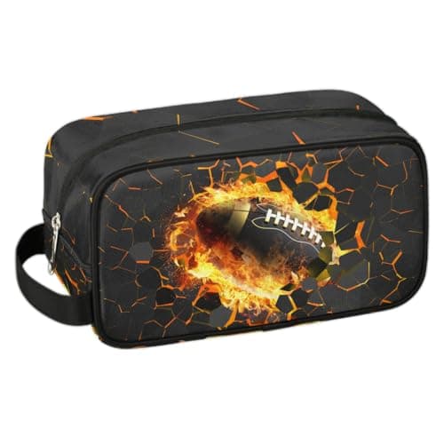 Travel Toiletry Bag for Boys Kids - 3D Rugby Ball Waterproof Hanging Dopp Kit for Men, Shaving Bag with Large Capacity for Bathroom, Sports, Shower