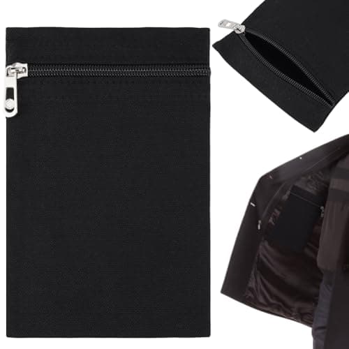 BENECREAT Sew in Side Pocket with Zipper, 188x125x3mm, 2 Packs