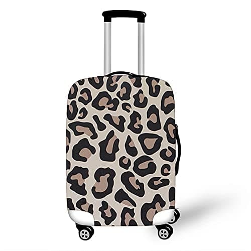 Surwin 3D Leopard Print Trolley Case Protective Cover Elastic Anti-Scratch Dustproof Luggage Sleeve Cover Premium Travel Suitcase Protector Elasticized Washable (Coffee,S (18-20 inches))