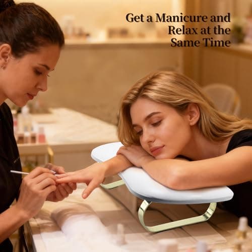 CENBEII U Shaped Nail Arm Rest, 2 Golden Curved Stands, Exquisite Gift Box — view 4