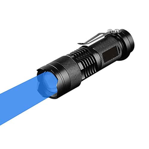 WESLITE Blue Light Torch, Blue Beam LED Flashlight, 3 Modes Zoomable, Clip, 150m Range, Fishing, Hunting