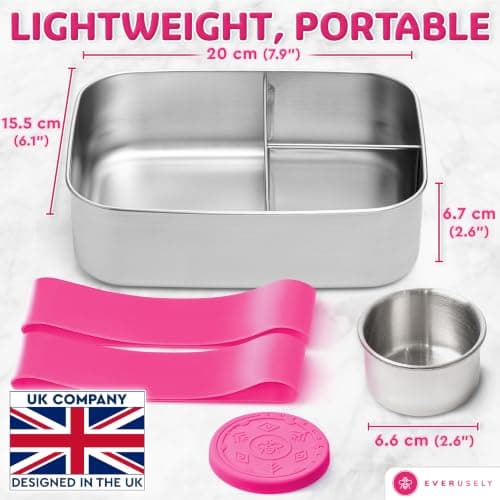 Stainless Steel Bento Box & Condiment Container - Dragonfruit, 47oz / 1.4 L — view 6