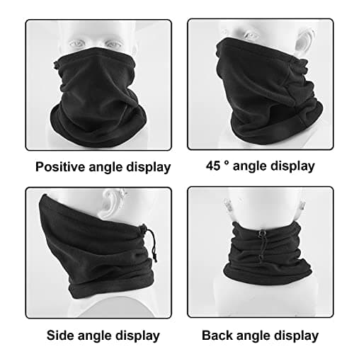 MIVAIUN 2 Pieces Winter Neck Warmer Fleece Windproof Neck Gaiter Snood for Men Women Thick Face Cover Scarf Cold Weather Headwear for Skiing Running Cycling Outdoor Sports (2 pcs) — view 3