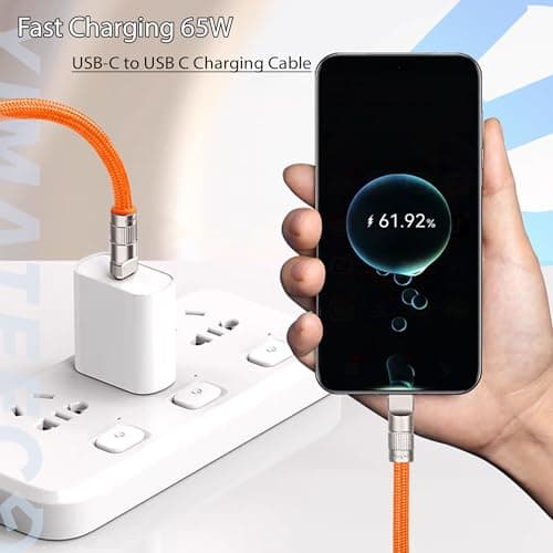 YIMATEECO Cell Phone Lanyard Built-in USB C to USB C Charging Cable, 2 in 1 Phone Wrist Strap Support 65W Fast Charging & Data Transfer, Anti Theft Strap for Travel/Commuting (Couple's Set, 2Pcs) — view 3