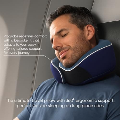 Proglobe Neck Pillow for Travel, Memory Foam, Long Haul Flights, Blue — view 6