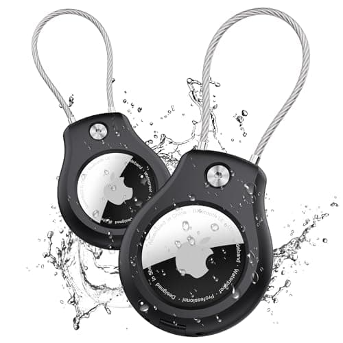 citymore for Airtag Holder 2 Pack with Wire Cable,Waterproof Secure Airtags Keyring,GPS Tracker tag,AirTag Case Accessory for Keys, Key Ring,Luggage Compatible with Apple Air tag
