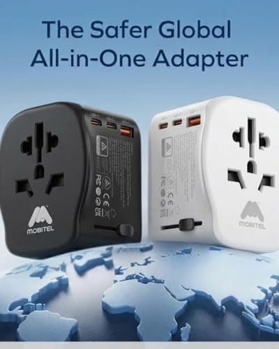 Mobitel Universal Travel Adapter Worldwide 65W USB C PD All in One International Travel Plug Adapter for UK EU USA Australia Fast Charging Travel Charger with USB C & USB A for MacBook Laptop Samsung — view 4
