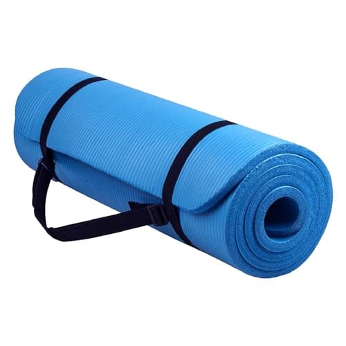 Yoga Mat Unisex Non-Slip Thick Foam Exercise Mat 10mm with Carry Strap – Lightweight Home Gym Equipment for Yoga, Pilates, Stretching (Blue)