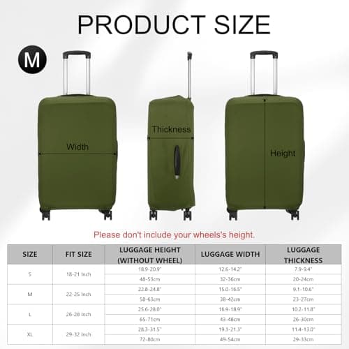 sourcing map Travel Luggage Cover, Washable Suitcase Covers for Luggage Anti-scratch Suitcase Protector Elastic Baggage Protective, Fits 26-28 Inch Suit Case, Army Green — view 2