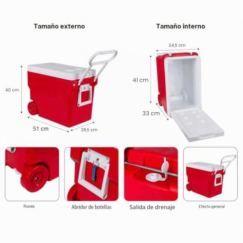 32L 4-in-1 Cooler with Wheels, Foldable Table & Stool - Ilated Camping Box for BBQs, Beach & Travel, Includes 4 Wheelchair-Friendly Wheels, Perfect for nics & Outdoor Adventures. — view 3