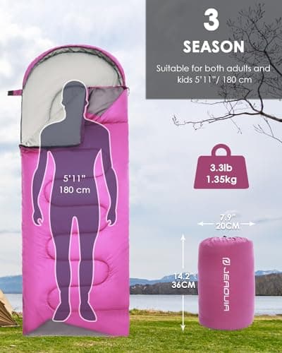 Sleeping Bags for Adults Backpacking Lightweight Waterproof- Cold Weather Sleeping Bag for Girls Boys Mens for Warm Camping Hiking Outdoor Travel Hunting with Compression Bags — view 2