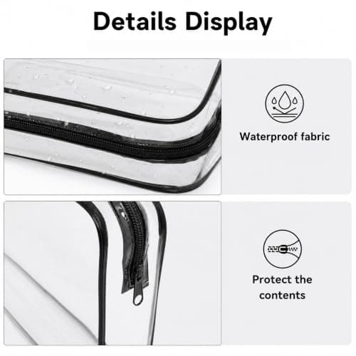 8 Pcs Clear Travel Toiletry Bags Set, Transparent Liquids Bags with Leakproof Zipper, Waterproof PVC Clear Makeup Pouch & Skincare Storage for Airport, Gym & Daily Use — view 3