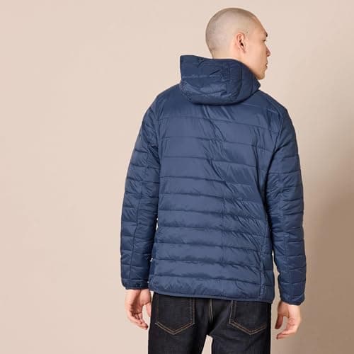 Amazon Essentials Men's Lightweight Water-Resistant Packable Hooded Puffer Jacket, Navy, XXL — view 3