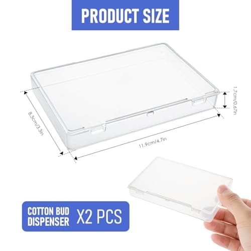 TAGMEIU 2Pcs Transparent Plastic Cotton Bud Holder Portable Small Mini Box — view 2