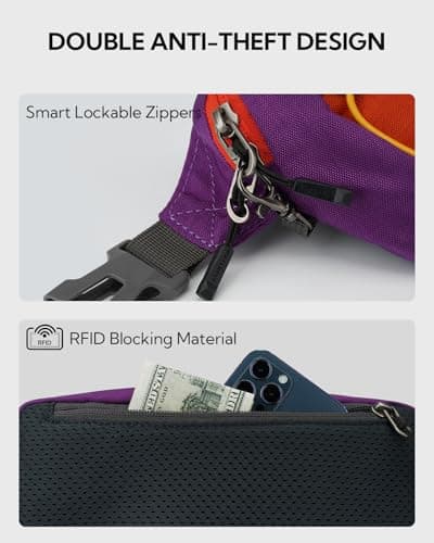 Waterfly Bum Bag Fanny Pack Waist Packs with RFID Blocking Purple-Orange — view 4