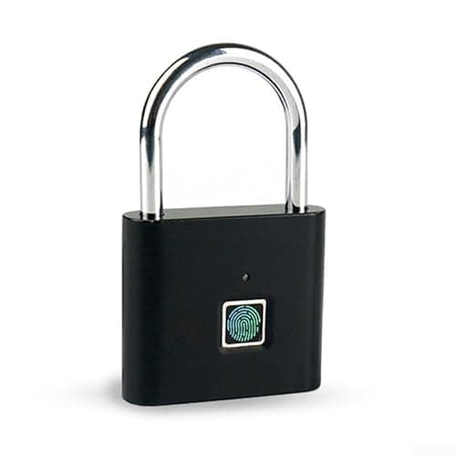 Biometric Fingerprint Padlock Designed for Keyless Entry on Suitcases Lockers Bikes Cabinets Drawers and Portable Storage Applications (Black) — view 2