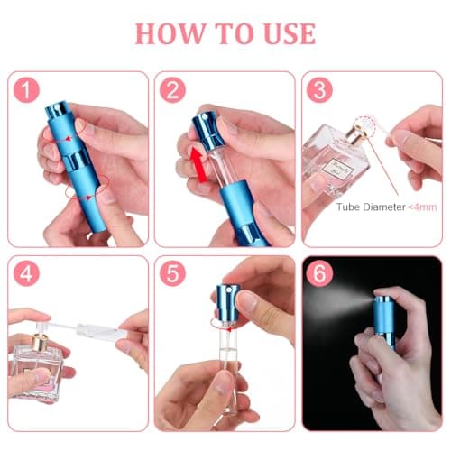 ACWOO Perfume Atomiser Bottles, 3Pcs 10ml Refillable Travel Spray Bottles, Portable Mini Refillable Empty Perfume Bottle, Empty Spray Bottle for Travel, Vacation — view 5