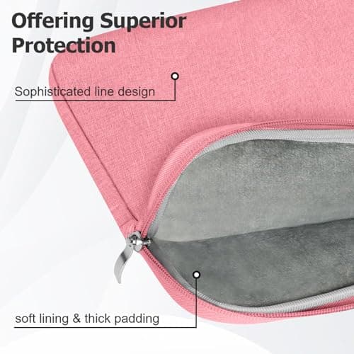 Flintronic Laptop Sleeve for 14 Inch, Water Resistant Laptop Sleeve, Portable Mens Lap-top Bag with Pockets and Compartments, Compatible with MacBook, Asus, Dell, HUAWEI 14 Inch Laptop(Pink) — view 5