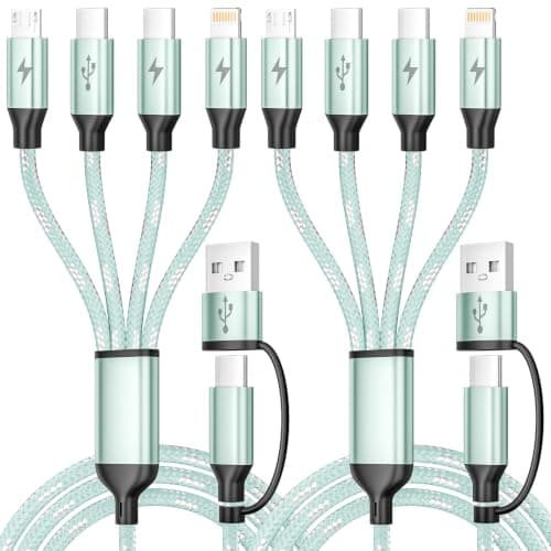 4 in 2 Multi Charging Cable, USBA/C Universal Charging Cords 2 Pack 5FT