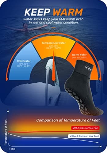 CAPAS Wetsuit Socks, Anti-slip Neoprene Men Women Waterproof Socks, Sand-proof Beach Water Sports Keep Warm Water Sock for Diving Snorkeling Swimming (Black, M) — view 5