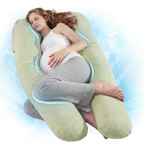 Nuliie Pregnancy Pillow for Sleeping, U Shaped (Cooling Light Green)