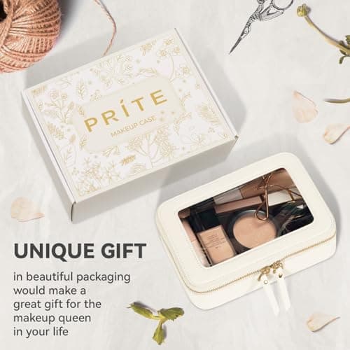 Prite Clear Makeup Bag Cosmetic Case Travel Toiletry Bag, Beige, Standard — view 6