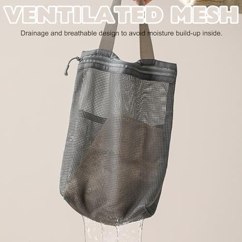 KASESSS Mesh Shower Caddy Bag, Toiletry Bag, Bathroom Organiser, 3 Pockets Quick Dry Travel Toiletry Bags, Portable Mesh Shower Bags for College Dorms, Gym, Beach, Camping, Swimming, Yoga and Travel — view 5