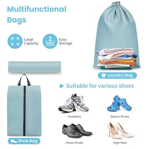 Prezon Packing Cubes for Suitcase 8 Set, Lightweight Luggage Packing Organizers Packing Cubes for Travel Accessories - Teal — view 6
