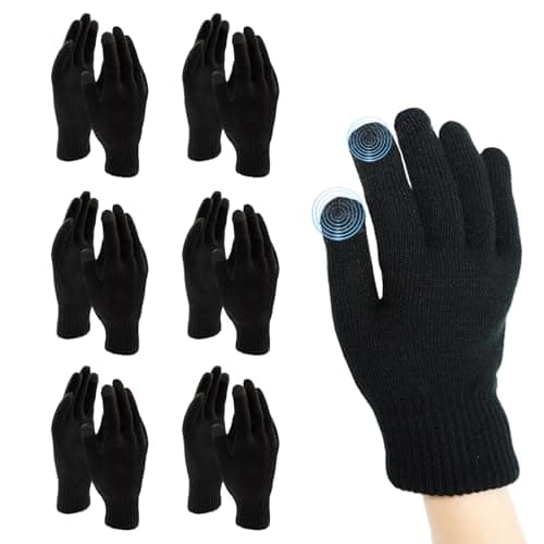 LXEASYGO 6 Pairs Winter Unisex Thermal Gloves Touch Screen Knitted Warm Magic Gloves for Outdoor Skiing Walking Running
