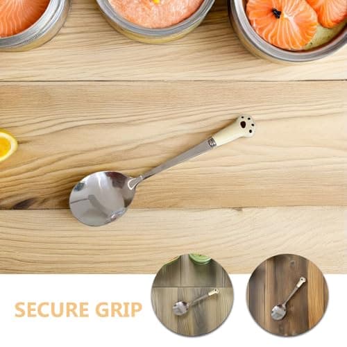Parliky 20PCS Stainless Steel Pet Food Spoon with Cute Cat Design Ergonomic Scoop for Dogs Cats Precise Wet Dry Food Travel-friendly Feeding Utensils for Puppy Kitten — view 3