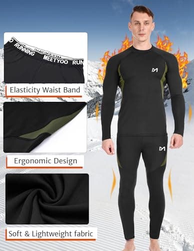 MEETYOO Men's Thermal Underwear Set, Wicking Long Johns Quick Dry Base Layer Sport Compression Suit for Workout Skiing Running Hiking — view 3