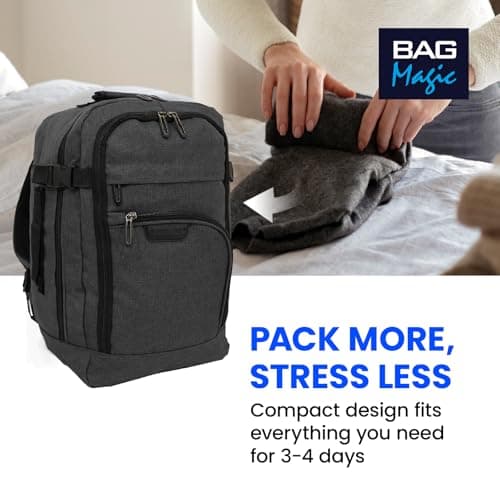 Bordlite Travel Underseat Cabin Approved Backpack, Lightweight Travel Rucksack, Premium Carry on Bag, 40x20x25cm - Black — view 5